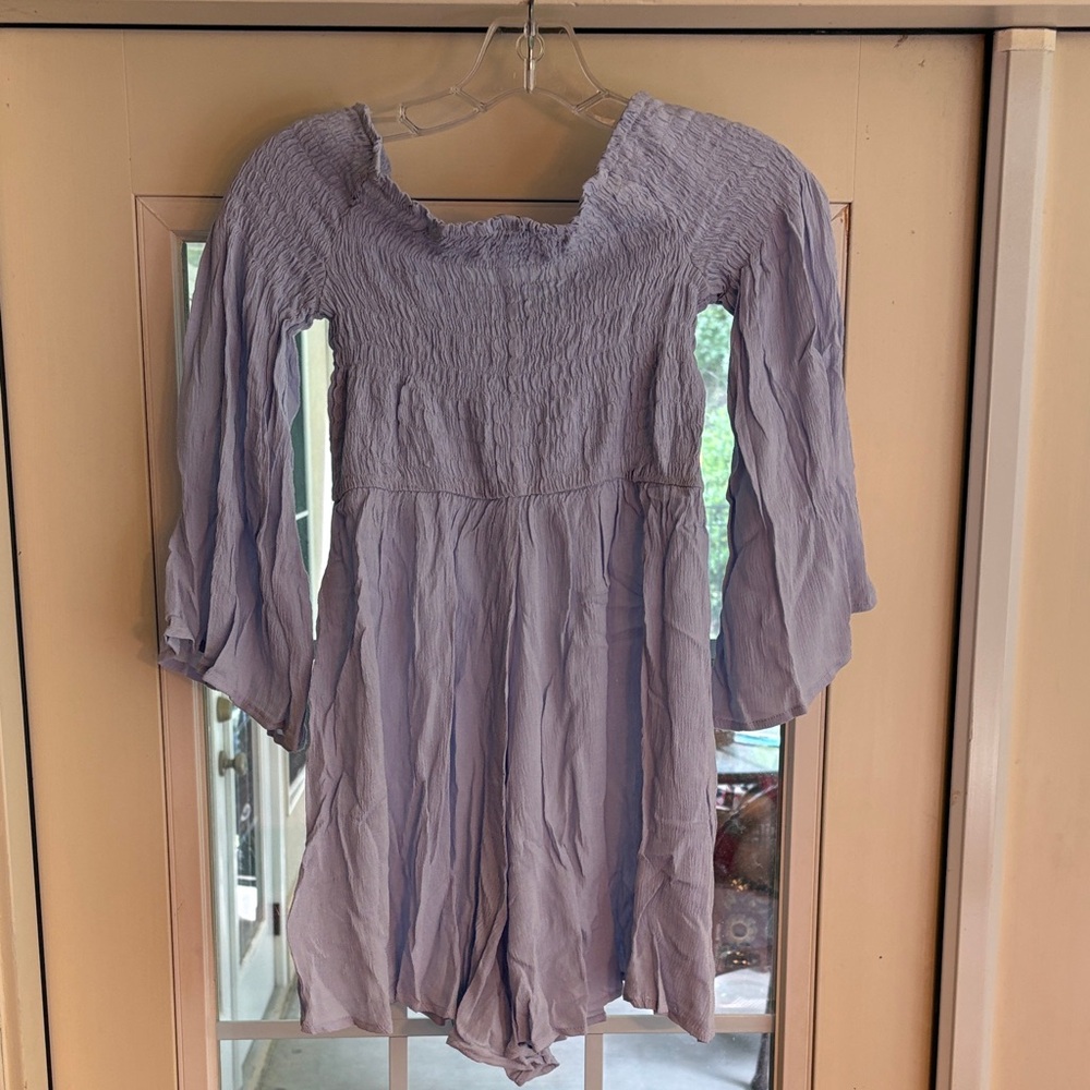 VENUS Elegant Baby Blue Off the Shoulder Romper